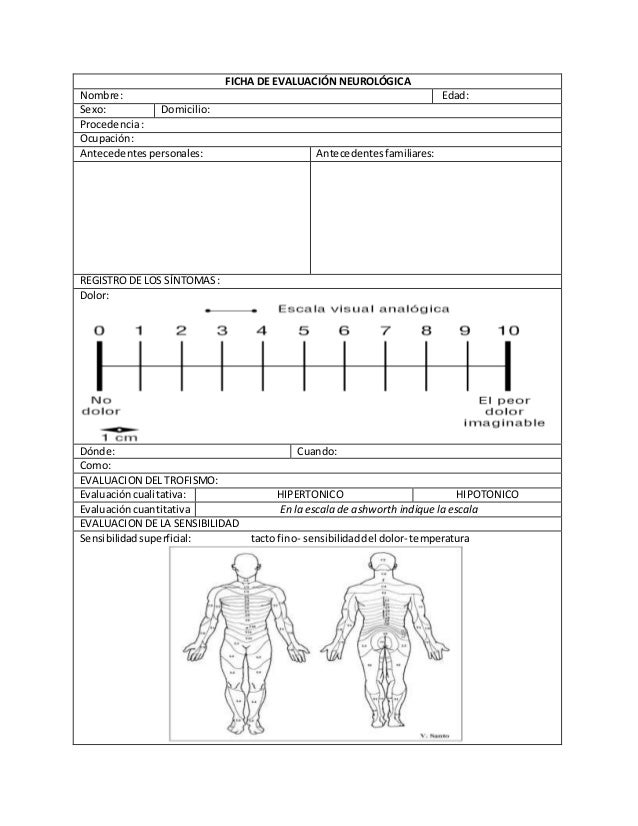 ficha de evaluación neurologica