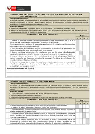 Ficha de evaluacion del desempeño docente 2017 | PDF