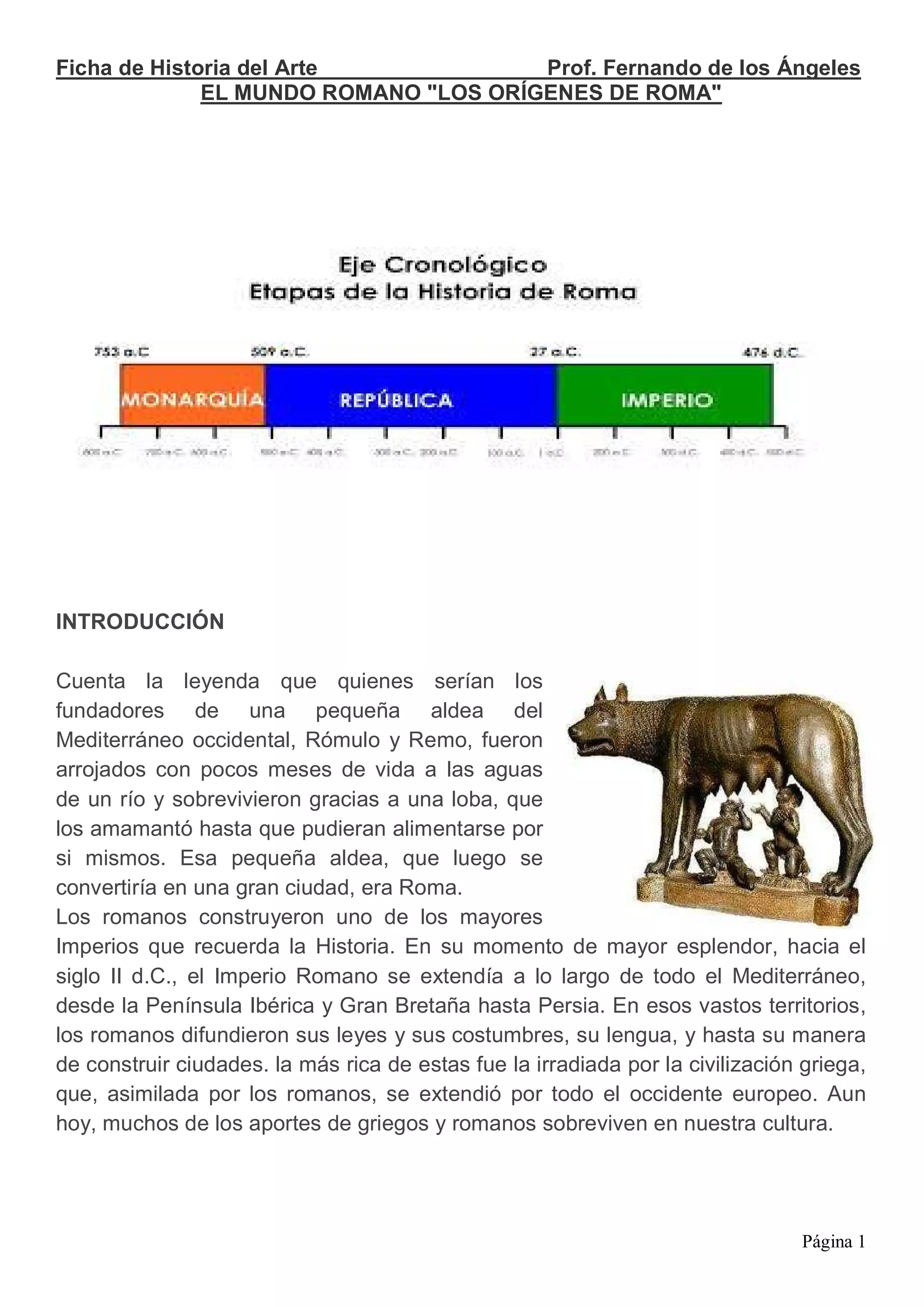 Ficha de historia el mundo romano; los orígenes de roma | PDF