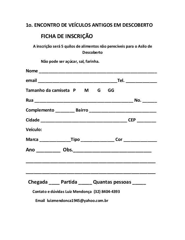 Ficha De Inscrição Para Namorar Comigo Ficha de inscrição (1)