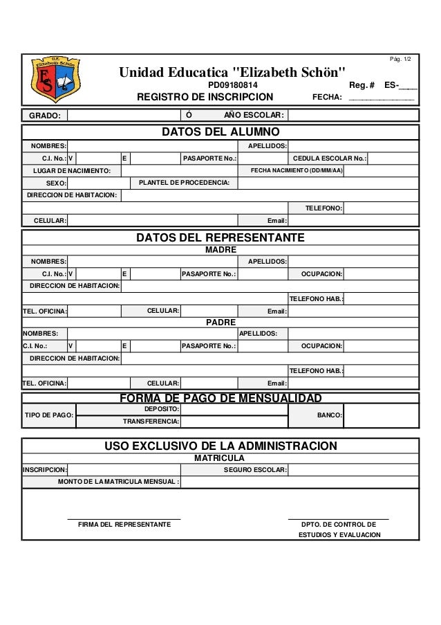 Ficha de inscripcion