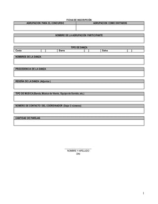 Ficha de Inscripción Corso Albarracino y Concurso de Danzas | DOCX