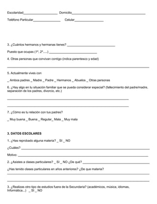 Ficha del alumno
