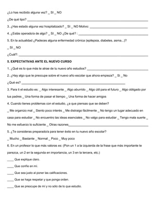 Ficha del alumno