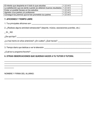 Ficha del alumno