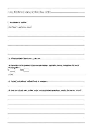 Ficha de registro de proyectos