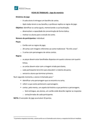 Apresentação de Fichas de Trabalho, PDF, Jogos tradicionais