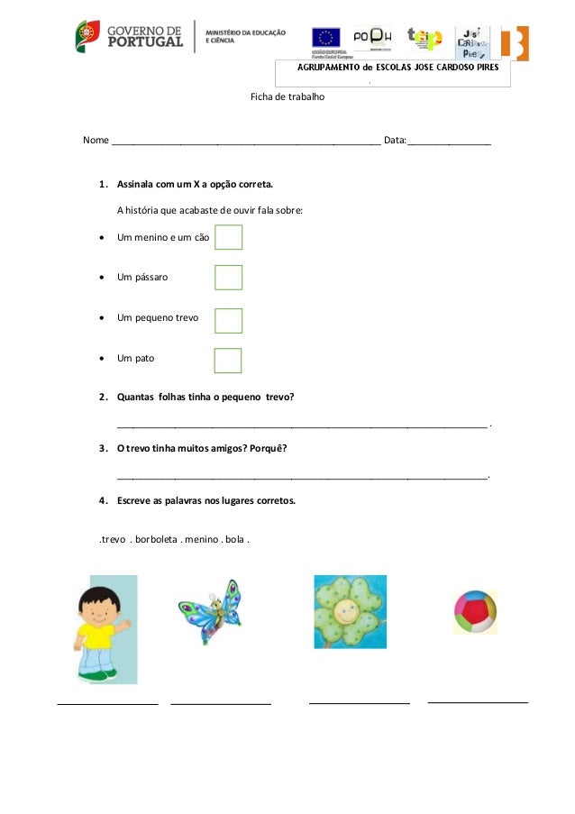 Ficha de trabalho
Nome ___________________________________________________ Data:________________
1. Assinala com um X a op...
