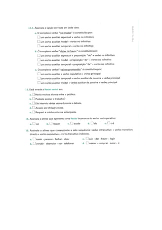 Ficha de trabalho de português   o verbo (1)