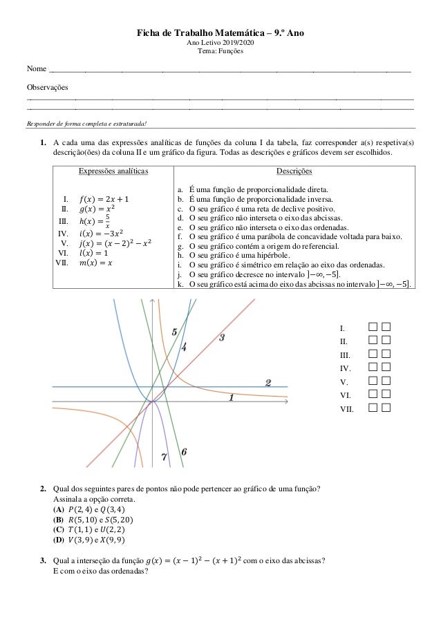Ficha De Trabalho Funcoes 9ano 19 Ficha De Trabalho Funcoes 9ano 19