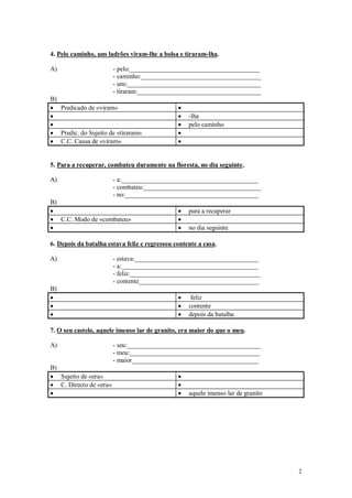 LP: Ficha de Trabalho Morfologia e Sintaxe | PDF