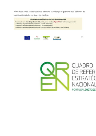 Podes ficar ainda a saber como se relaciona a diferença de potencial nos terminais de
receptores instalados em série e em paralelo.




                                                                                51
 