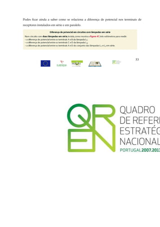 Podes ficar ainda a saber como se relaciona a diferença de potencial nos terminais de
receptores instalados em série e em paralelo.




                                                                                53
 