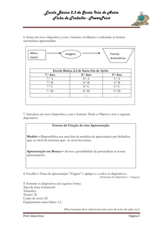 Ficha De Trabalho Power Point