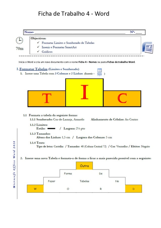 ficha word 4 tabelas