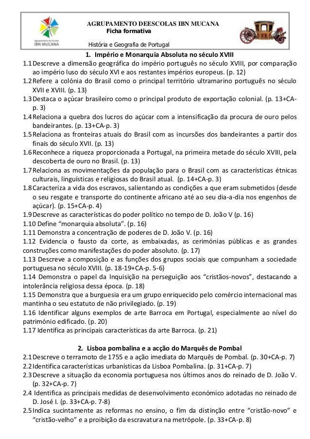 1. Império e Monarquia Absoluta no século XVIII
1.1Descreve a dimensão geográfica do império português no século XVIII, po...