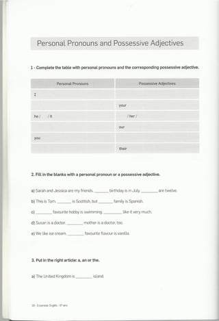 Ficha inglês 6º Ano - revisoes