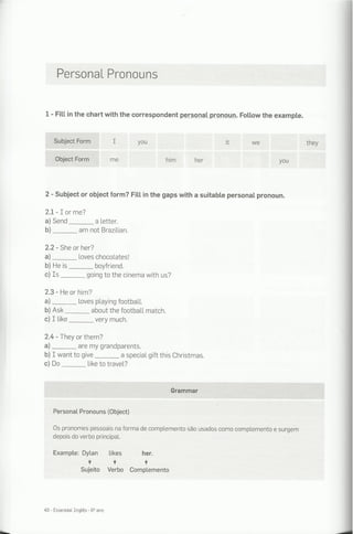 Ficha inglês 6º Ano - revisoes