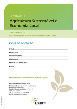 Ficha Inscrição Seminário Agricultura Sustentável