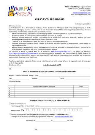 AMPA del CEIP Enrique Segura Covarsí
C/Arturo Barea, 6, 06011, Badajoz
Fax: 924 013529
ampaescovarsi@gmail.com
www.ampaseg...