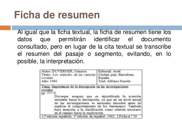 Ficha De Resumen Ejemplo Fichas Bibliograficas E InvestigacióN