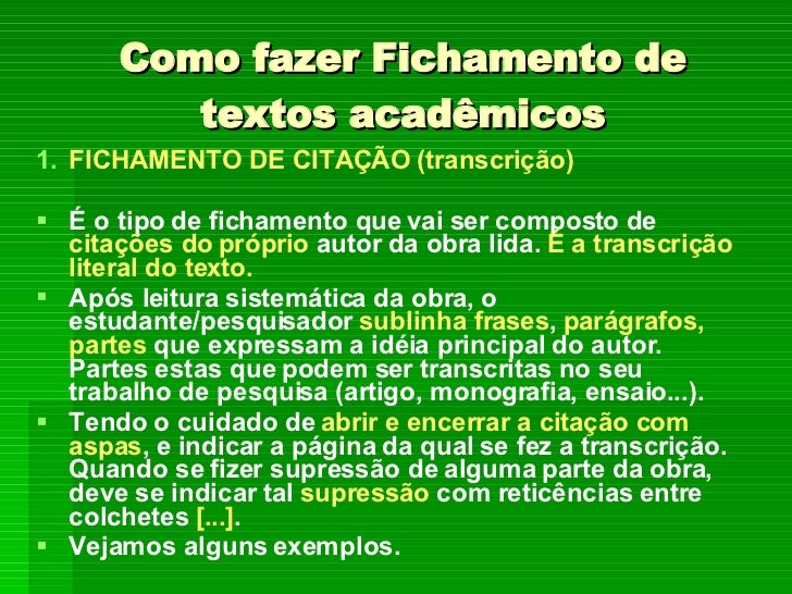 Fichamento como fazer passo a passo Fichamento como fazer passo a passo