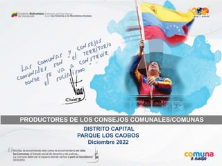 PRODUCTORES DE LOS CONSEJOS COMUNALES/COMUNAS
DISTRITO CAPITAL
PARQUE LOS CAOBOS
Diciembre 2022
 