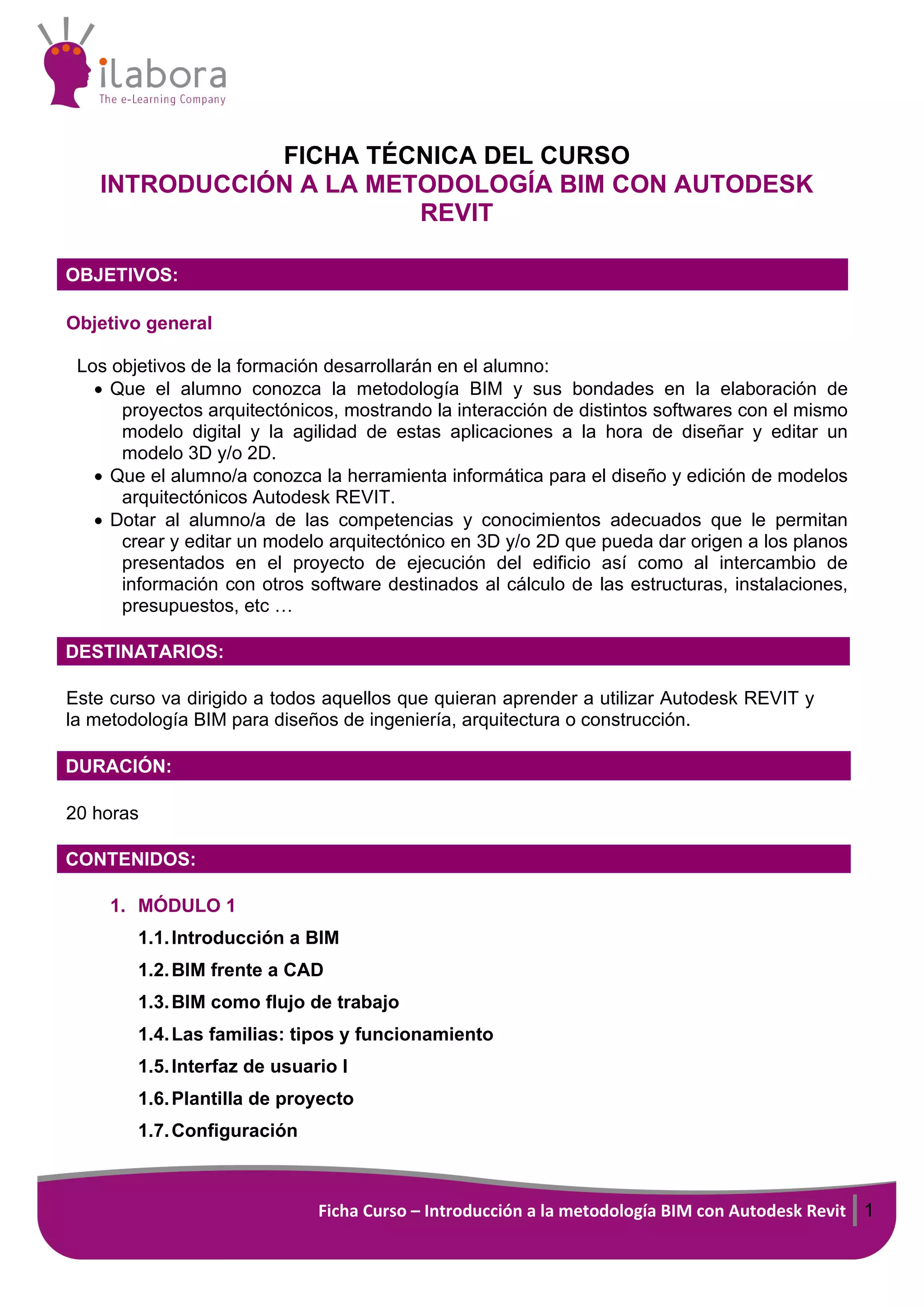 Curso de Introducción a la Metodología BIM con Autodesk REVIT | PDF