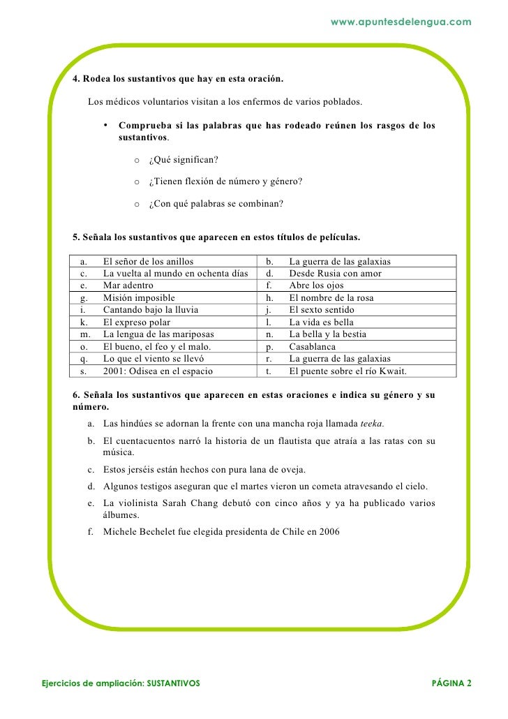 ACTIVIDADES SOBRE EL SUSTANTIVO 1º E.S.O