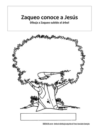 Zaqueo conoce a Jesús
Dibuja a Zaqueo subido al árbol
 