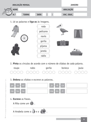 Fichas de avaliacao1º ano lp a grande aventura | PDF