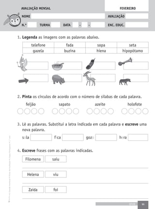 Fichas de avaliacao1º ano lp a grande aventura | PDF
