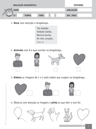 Fichas de avaliacao1º ano lp a grande aventura | PDF