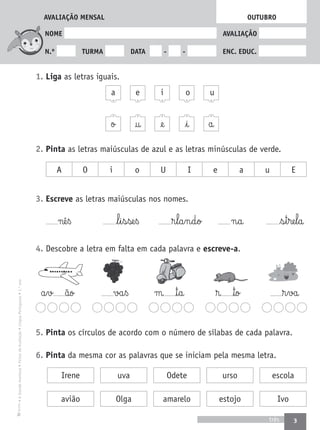 Fichas de avaliacao1º ano lp a grande aventura | PDF