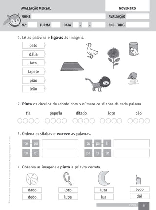 Fichas de avaliacao1º ano lp a grande aventura | PDF