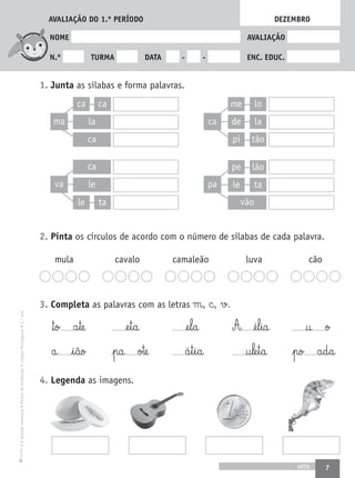 Fichas de avaliacao1º ano lp a grande aventura | PDF
