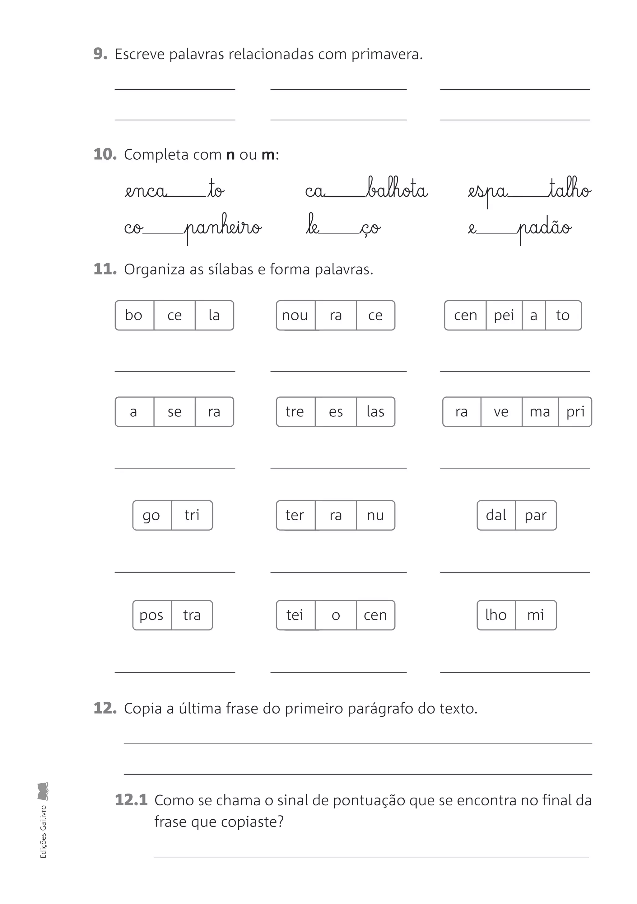 Fichas de avaliação língua portuguesa 2o ano | PDF