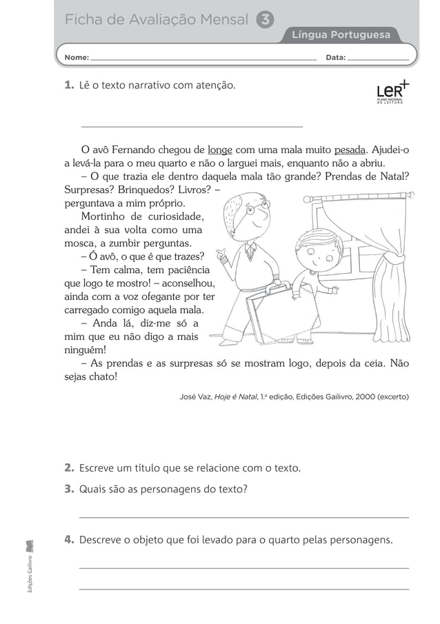 Fichas de avaliação língua portuguesa 2o ano | PDF