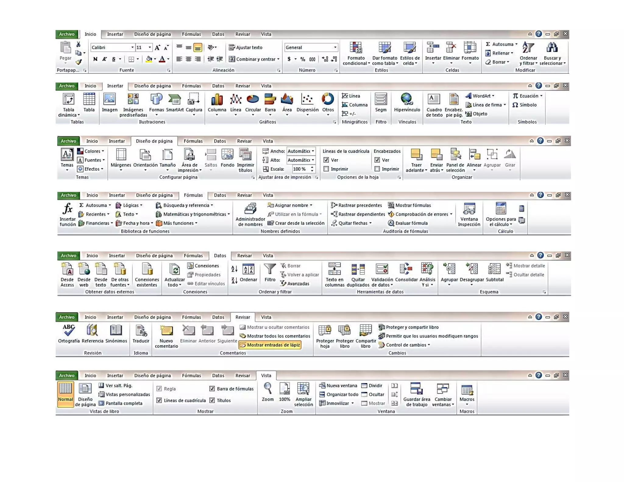 Fichas de Excel 2010 | DOCX
