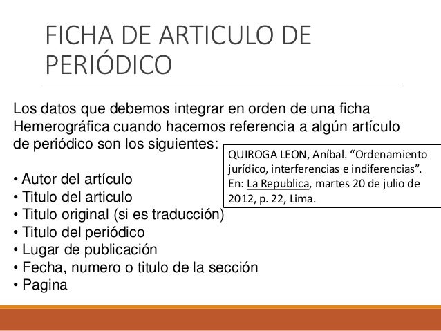 Fichas Hemerograficas