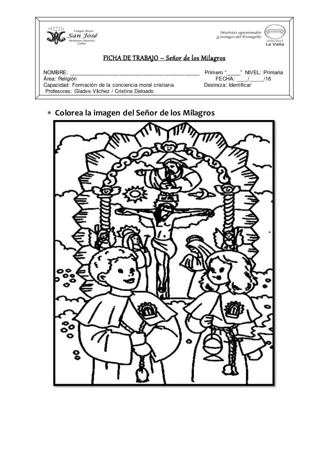 FICHAS DE RELIGIÓN PRIMER GRADO