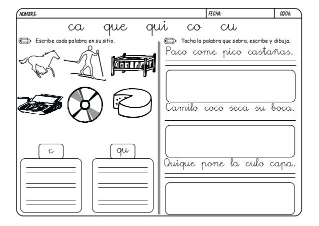 Fichas lectoescritura boo