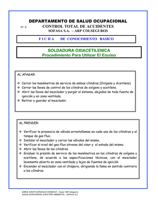 Ficha Soldadura Oxiacetileno