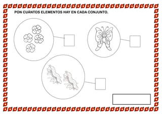 PON CUÁNTOS ELEMENTOS HAY EN CADA CONJUNTO.
 