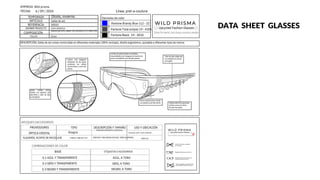 TEMPORADA
ARTICULO
REFERENCIA
NOMBRE PRODUCTO
COMPOSICIÓN
EMPRESA: Wild prisma
APLIQUES OACCESORIOS
PROVEEDORES
ÓPTICA CRISTAL
ALQUERÍA, ACOPIO DE RECICLAJE
TIPO
COMBINACIONES DE COLOR
BASE
G 1 AZUL Y TRANSPARENTE
G 2 GRIS Y TRANSPARENTE
G 3 NEGRO Y TRANSPARENTE
DESCRIPCIÓN Y TAMAÑO
BISAGRAS DE RESORTE, ACERO INOX.
AZUL, A TONO
GRIS, A TONO
NEGRO, A TONO
USO Y UBICACIÓN
Opciones de color
Pantone Brandy Blue 112 - 22
Pantone Total eclipse 19 - 4305
Pantone Black 19 - 4010
Gafas de sol.
00033
GAFA AMAPOLA
plástico pet 40%, cables 15%, aluminio 15 %, nylon 30%
Bisagras
DESCRIPCIÓN: Gafas de sol unisex construídas en diferentes materiales 100% reciclado, diseño ergonómico, ajustable a diferentes tipos de rostros.
pieza creada sobre
molde con plastico pet
derretido y tabs de lata
sumergidas.
Cables más delgados
alrededor de las patas
sostienen los cables
horizontales y unen dos
piezas
Lentes en policarbnato reciclados,
ensamblados con bisagras de resorte en
acero inoxidable a las demás piezas.
Pieza creada sobre molde
con plastico pet derretido
Tabs de lata colgantes
incrustadas al cuerpo
de la gafa
Cables eléctricos gruesos
unidos unos con otros
forman las patas
TALLAS Única
Otoño, invierno.
Línea: pret-a-couture
FECHA: 6 / 09 / 2024
Upcycled Fashion Glasses
Glass for weird, but classy concious people
CABLES, TABS DE LATA ANCHOS Y DELGADOS AZULES, TABS ALUMINIO BARILLAS.
COSTADOS LENTE, PARTE INTERIOR
ETIQUETAS O ACCESORIOS
WILD PRISMA
WILD PRISMA
Upcycled Fashion Glasses
G
Glass for weird, but classy concious people
Cuando no las uses , guardalas
en su estuche.
Sujetalas siempre por la montura
Limpia los lentes a menudo con un
material suave de micro bra.
Dejarlas plegadas y preferiblemente
en su estuche mientras no se usen.
DATA SHEET GLASSES
 