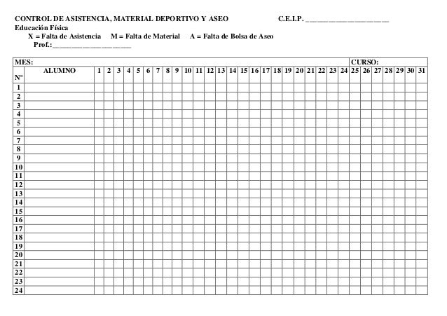 formatos para listas de asistencia
