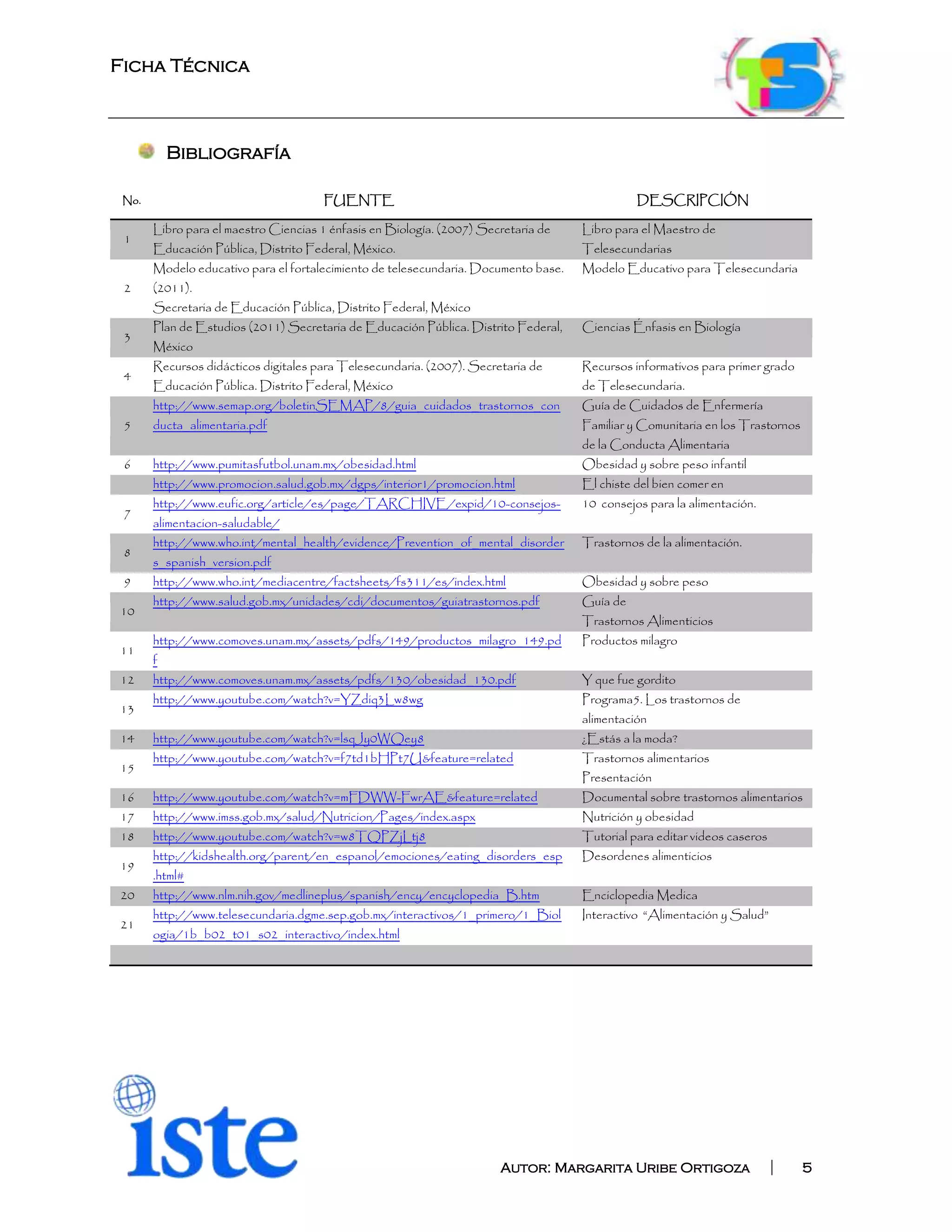 Ficha tècinca margarita uribe ortigoza