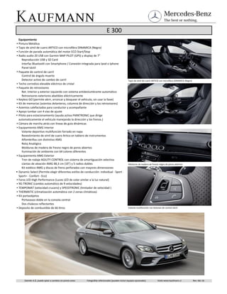 Fichas tecnicas de Mercedes Benz E Class (W213) , dimensiones e consumos