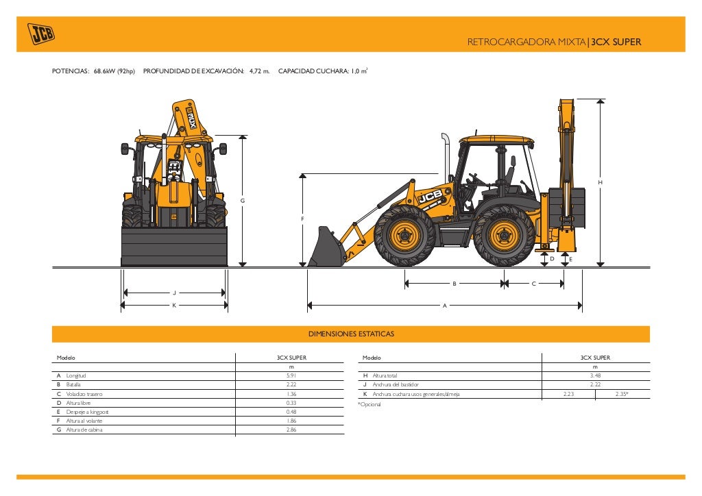 Ficha técnica retroexcavadora jcb 3 cx
