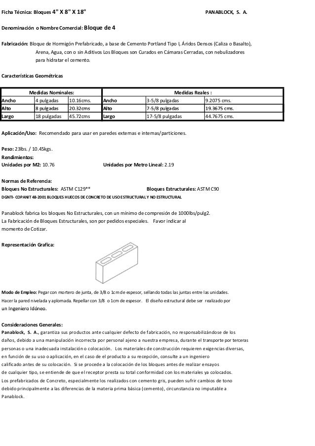 Ficha Tecnica Bloque De 4